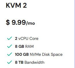 Hostinger KVM 2 VPS specs