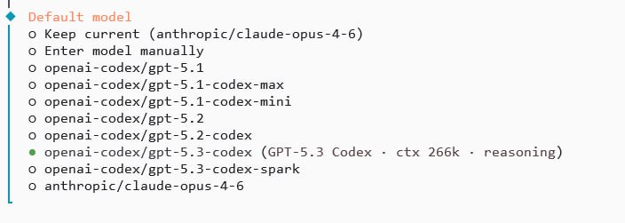Default model selection in OpenClaw onboarding